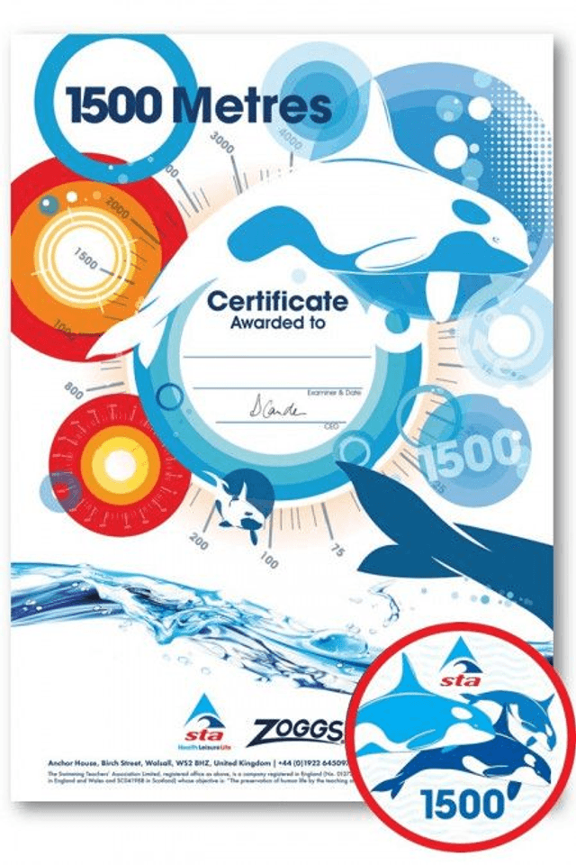 1500 Metres - Certificate with Badge