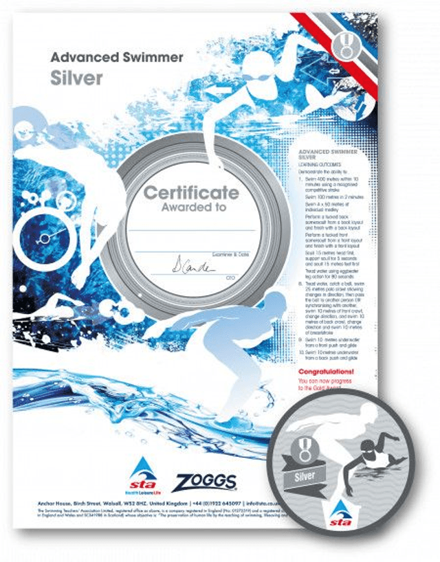 Advanced Swimmer Silver - Certificate with Badge