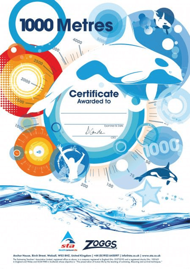 1000 Metres - Certificate with Badge