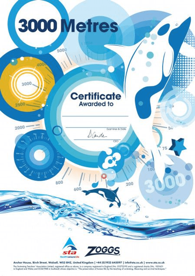 3000 Metres - Certificate with Badge