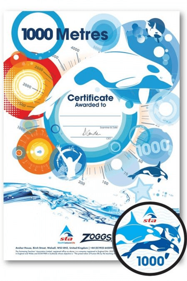1000 Metres - Certificate with Badge