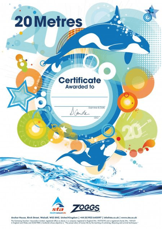 20 Metres - Certificate with Badge