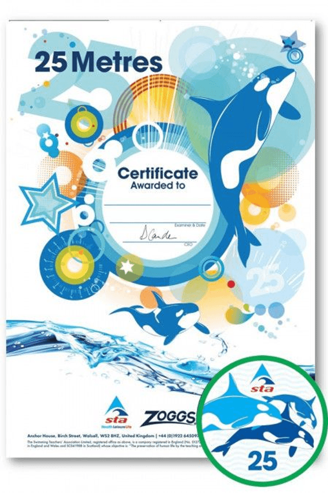 25 Metres - Certificate with Badge