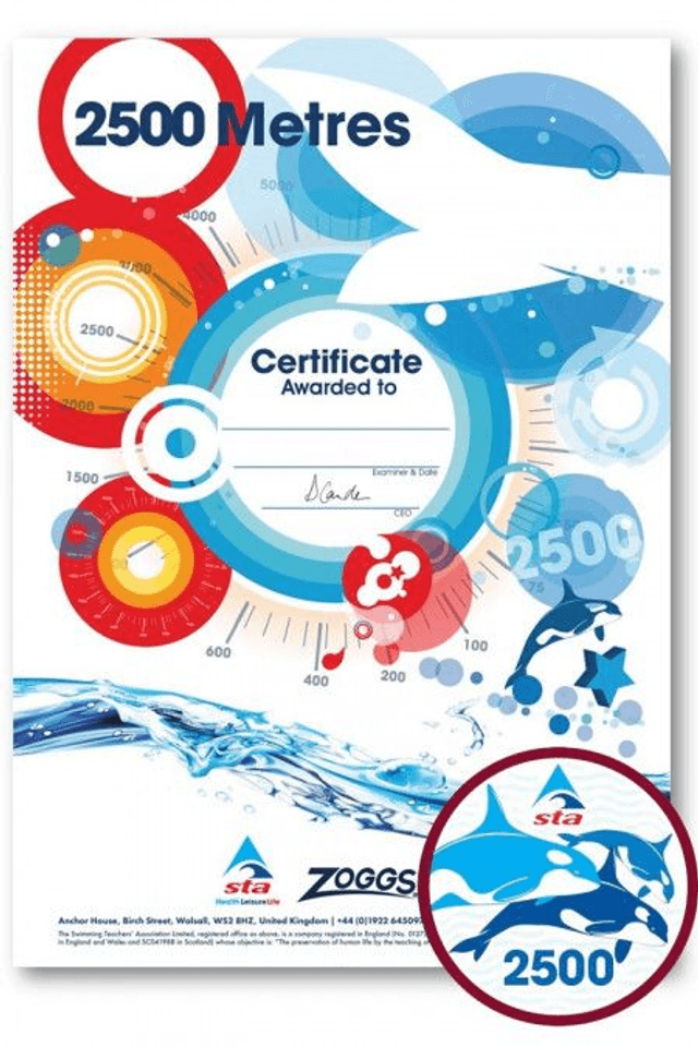 2500 Metres - Certificate with Badge