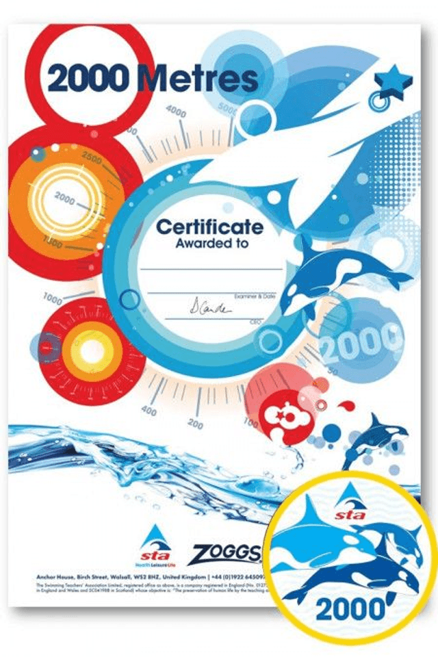2000 Metres - Certificate with Badge