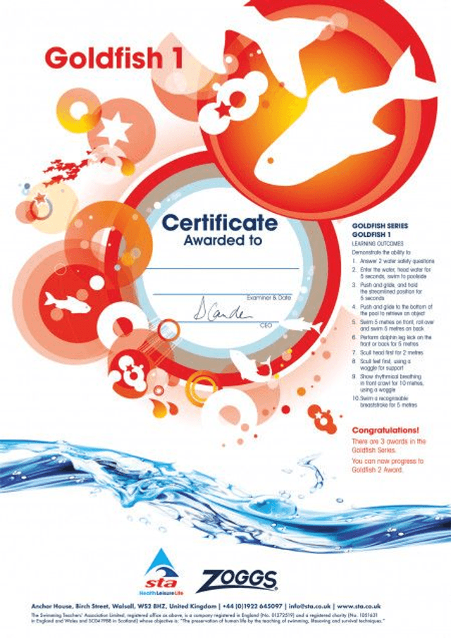 Goldfish 1 - Certificate with Badge