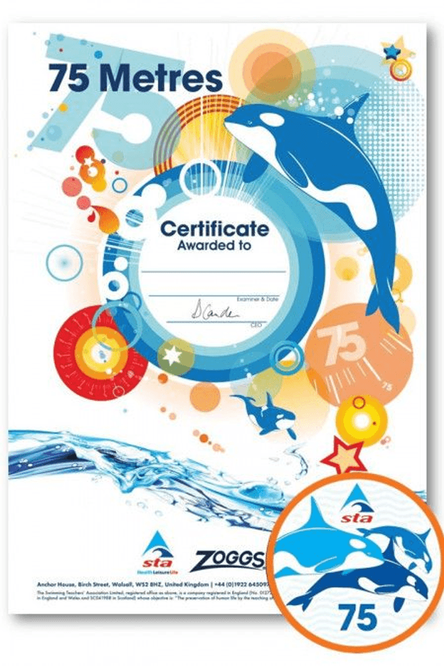 75 Metres - Certificate with Badge