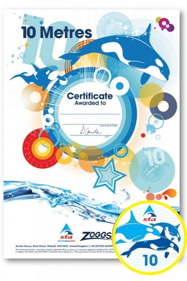 10 Metres - Certificate with Badge