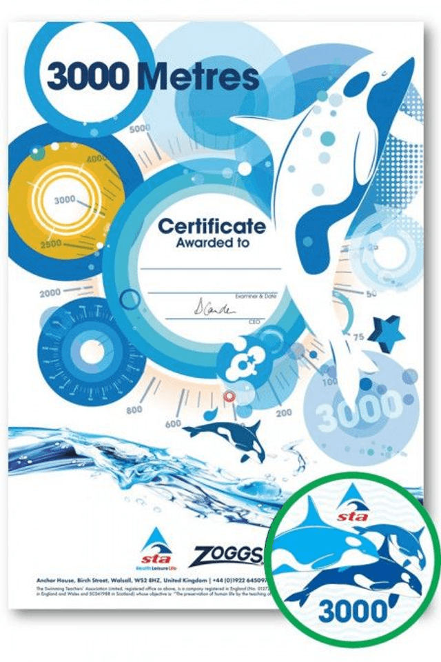 3000 Metres - Certificate with Badge