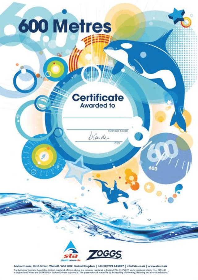 600 Metres - Certificate with Badge