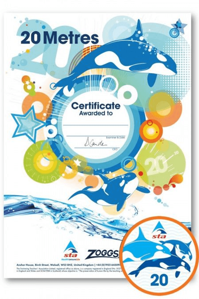 20 Metres - Certificate with Badge