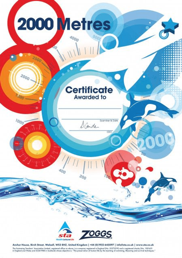 2000 Metres - Certificate with Badge