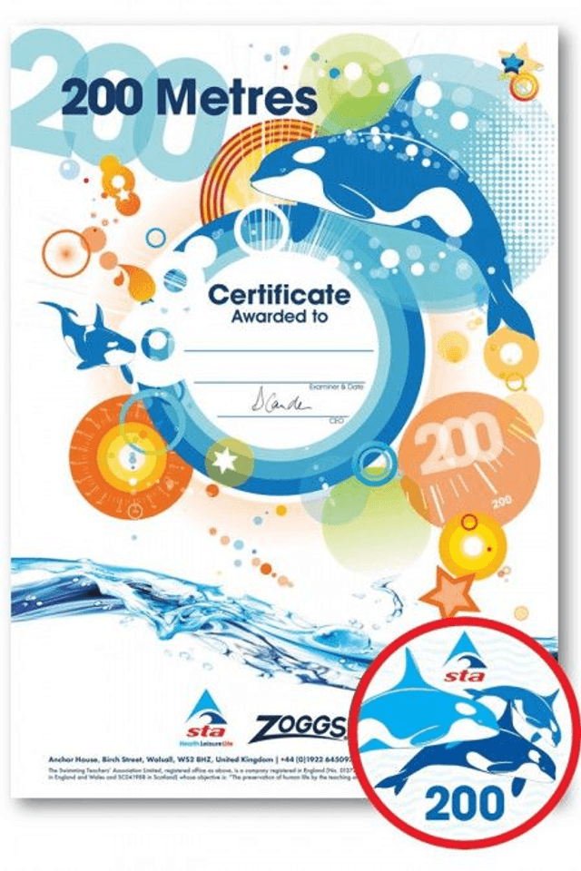 200 Metres - Certificate with Badge