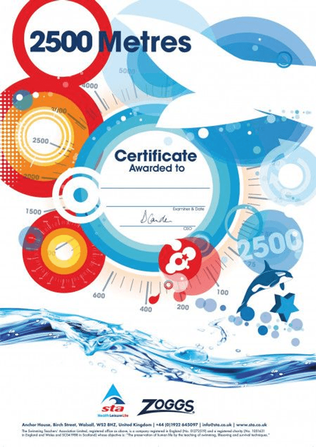 2500 Metres - Certificate with Badge
