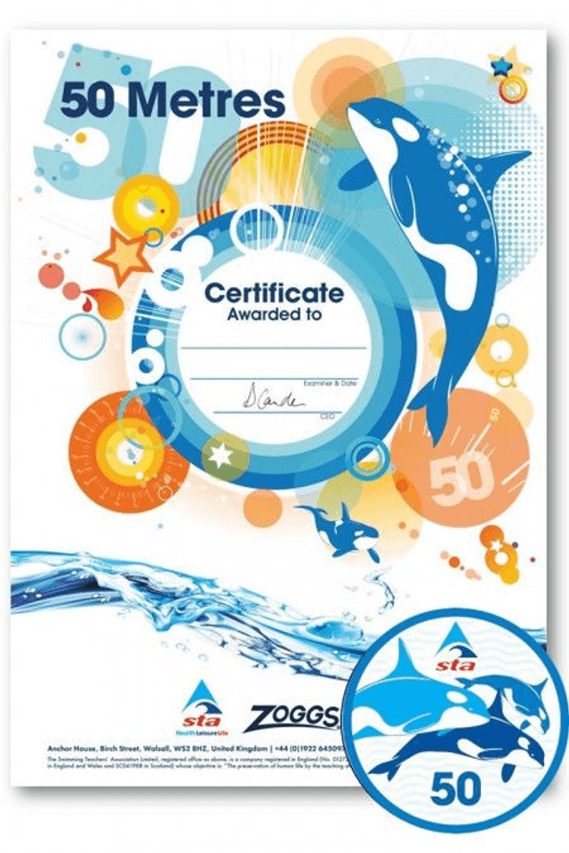 50 Metres - Certificate with Badge