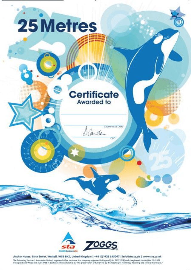 25 Metres - Certificate with Badge