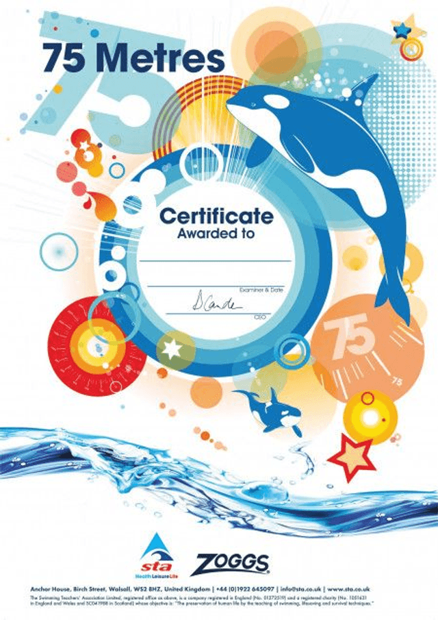75 Metres - Certificate with Badge