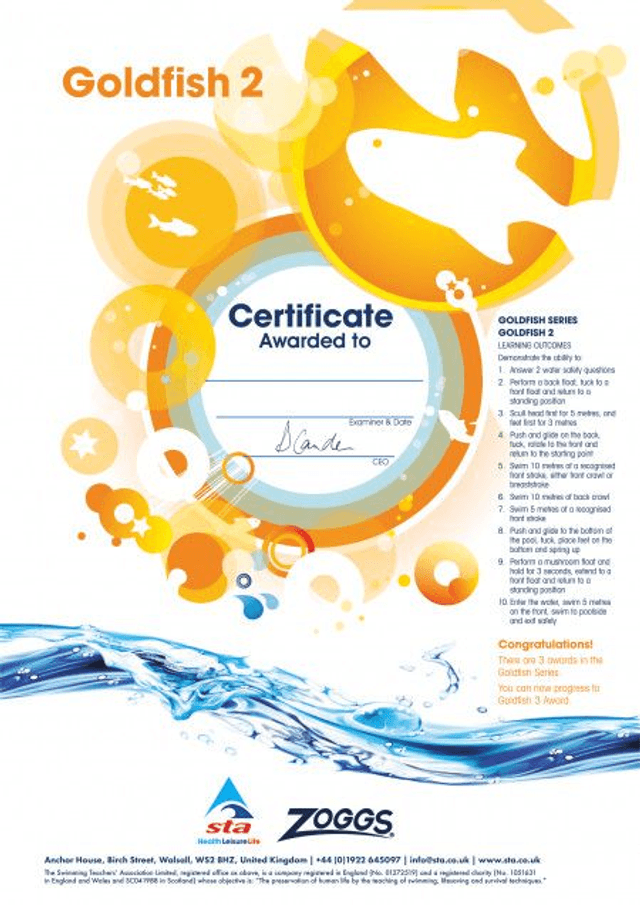 Goldfish 2 - Certificate with Badge